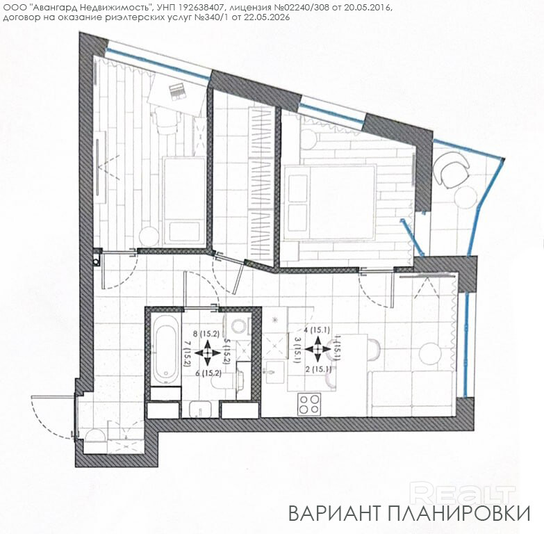 Квартира 57 м2 в Риме. ЖК «Минск Мир» - Ansicht 6