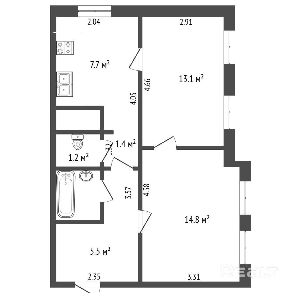 2-комнатная СТАЛИНКА в историческом центре Минска ул. Красная, 9. - Ansicht 3