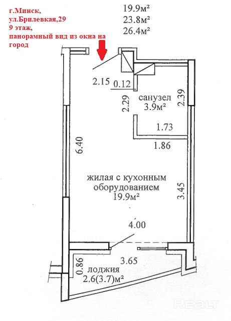 Светлая и уютная 1-комнатная квартира площадью 26.4 м² ( по СНБ) на комфортном 9-м этаже. – další