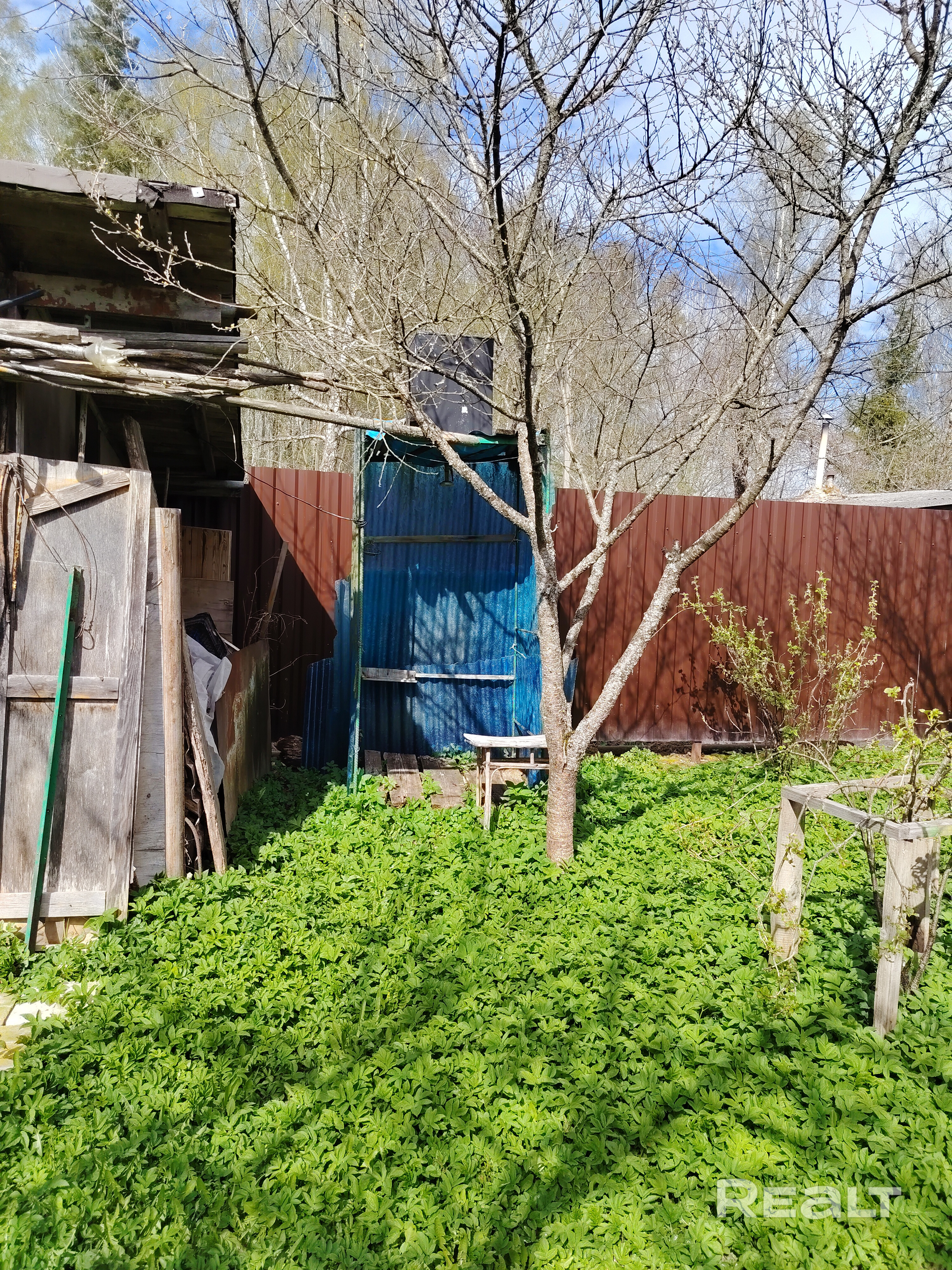 Продаётся крепкая дощатая дача, ст. Бояры (45 км от МКАД). Участок 5 соток, 20–25 мин пешком от электрички. Плюсы: капитальный бетонный фундамент, бетонные полы (сухо, без сырости). Новый забор из металлопрофиля, на окнах роллеты. Туалет и раковина — в доме! Канализация - септик. Планировка: 2 комнаты, кухня, светлая столовая на веранде, гараж, погреб, летний душ, летняя кухня. Отопление печь-буржуйка, газплита (баллон). Всё остаётся — заезжай и живи. торг при осмотре. Видео вышлю. - Widok 5