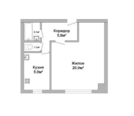 Продажа, Квартира, 1-к, 1975 г/п, лот 250590