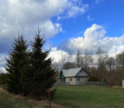 Продается участок 25 соток с домом. В доме есть все необходимое для жилья, кроме отопления (было получено разрешение на электрокотел, требует продления). На первом этаже 3 комнаты, обустроенный душ и туалет. На мансарде солнечная комната с отличным видом. Во дворе находится деревянная беседка и патио-зона с кострищем. На территории есть гараж и курятник. Рядом с домой есть сажалка, где летом можно рыбачить. В доме есть электричество, вода (центр водоснабжение ) и интернет. От Минска 40 минут.