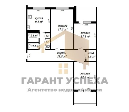 Лот 9261. Брест, ул. Сябровская. Продажа 3-комнатной квартиры