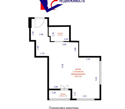 Продается 1/3 доли в большой 1 комнатной квартире с евроремонтом  по ул. Петра Мстиславца  д.18.