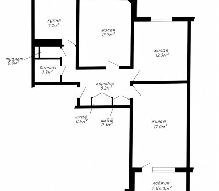 Продается комната (12.3м) в 3-комнатной квартире