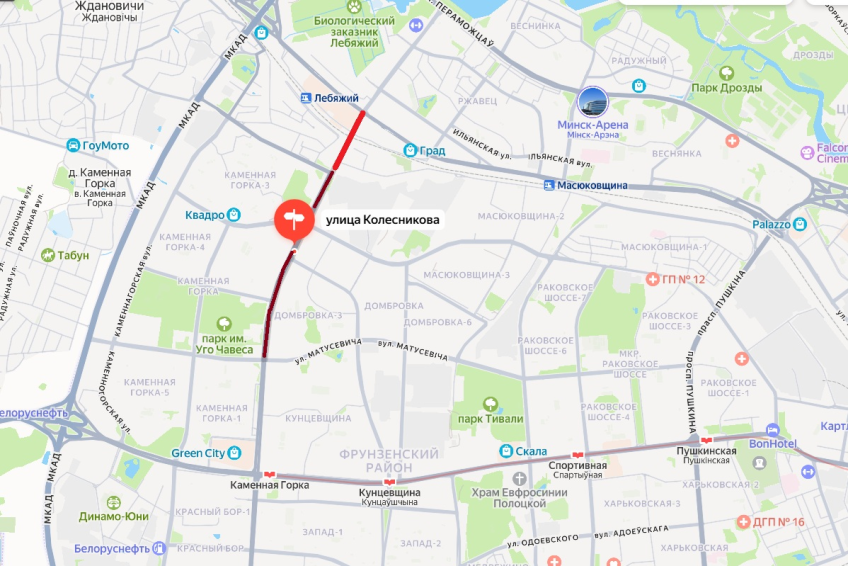 Примерное место размещение строящегося моста обозначено красной линией